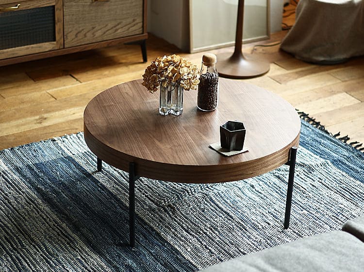 カフェテーブル丸テーブル　天然木　無垢板　センターテーブル 北欧スタイル