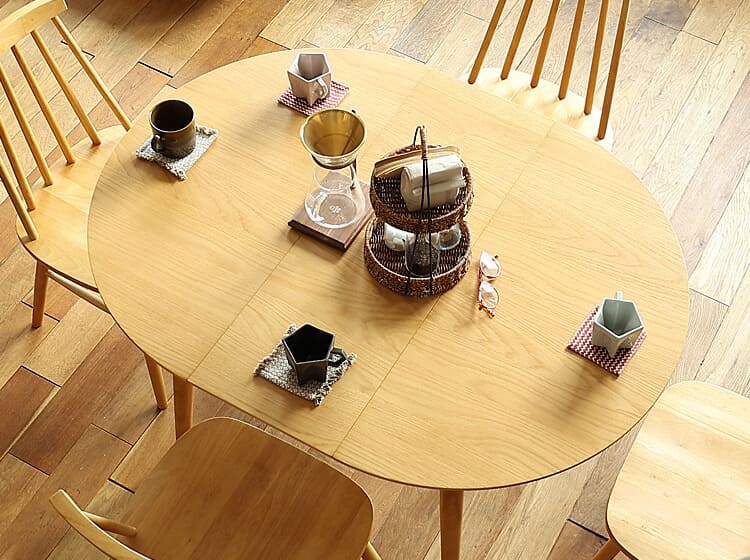 ② 新品 エクステンション ダイニングテーブル L ナチュラル 飾り棚 テーブル